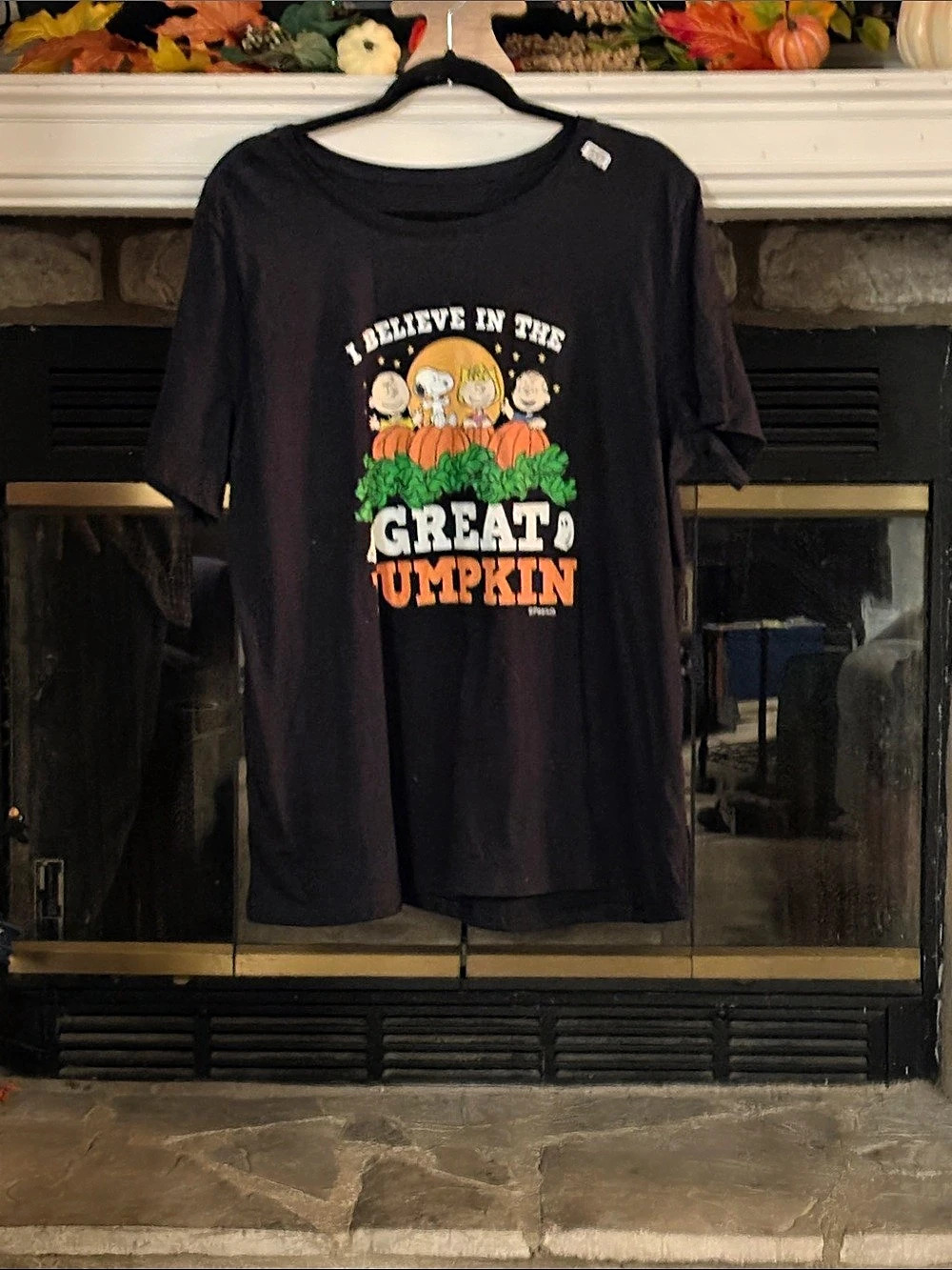 Peanuts I Believe in the Great Pumpkin Graphic Tee Black Size 2X